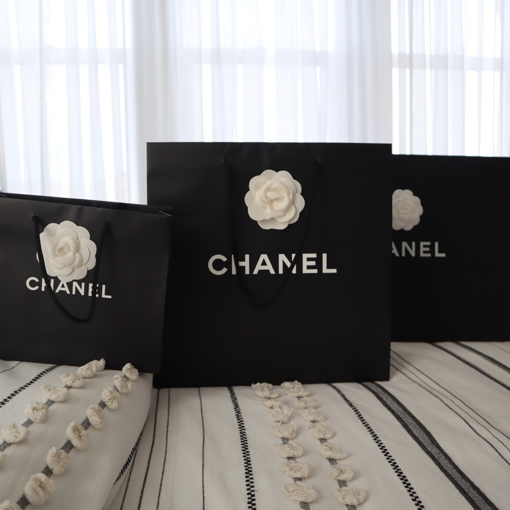 CHANEL, Shopping Tote Bag, Decor, each come with white flower, 3 different sizes